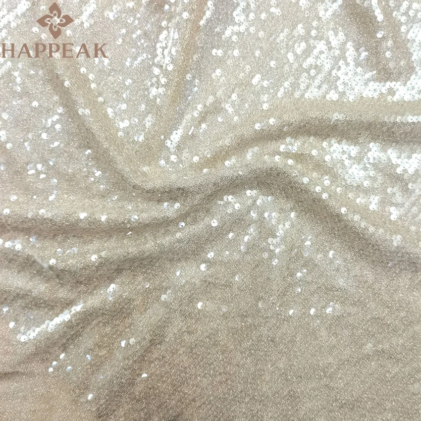 HAPPEAK luxury full spangle shinny sequins embroidered lace net sequin fabric for party