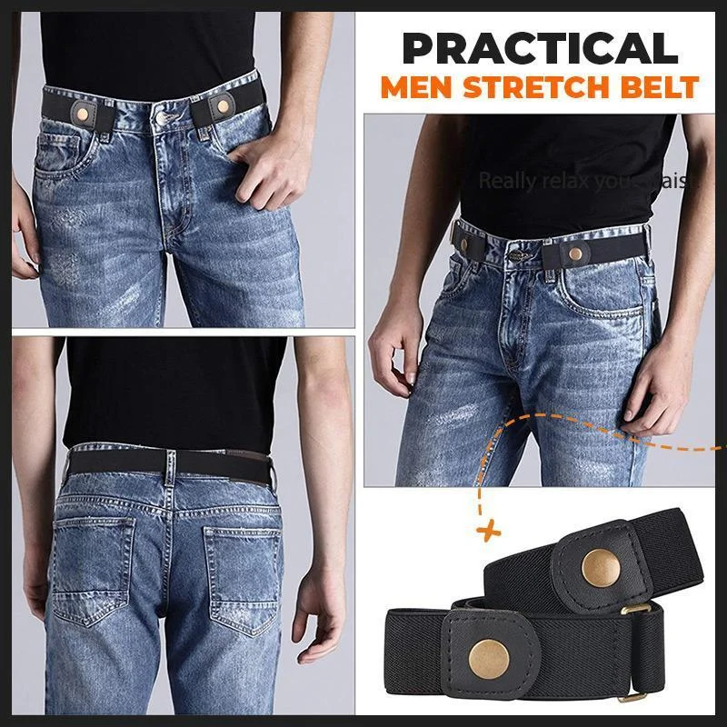 Genuine leather Slim Elastic Invisible Belt No Buckle Elastic Adjustable Colorful Buckle Waist Jean Pant Belt