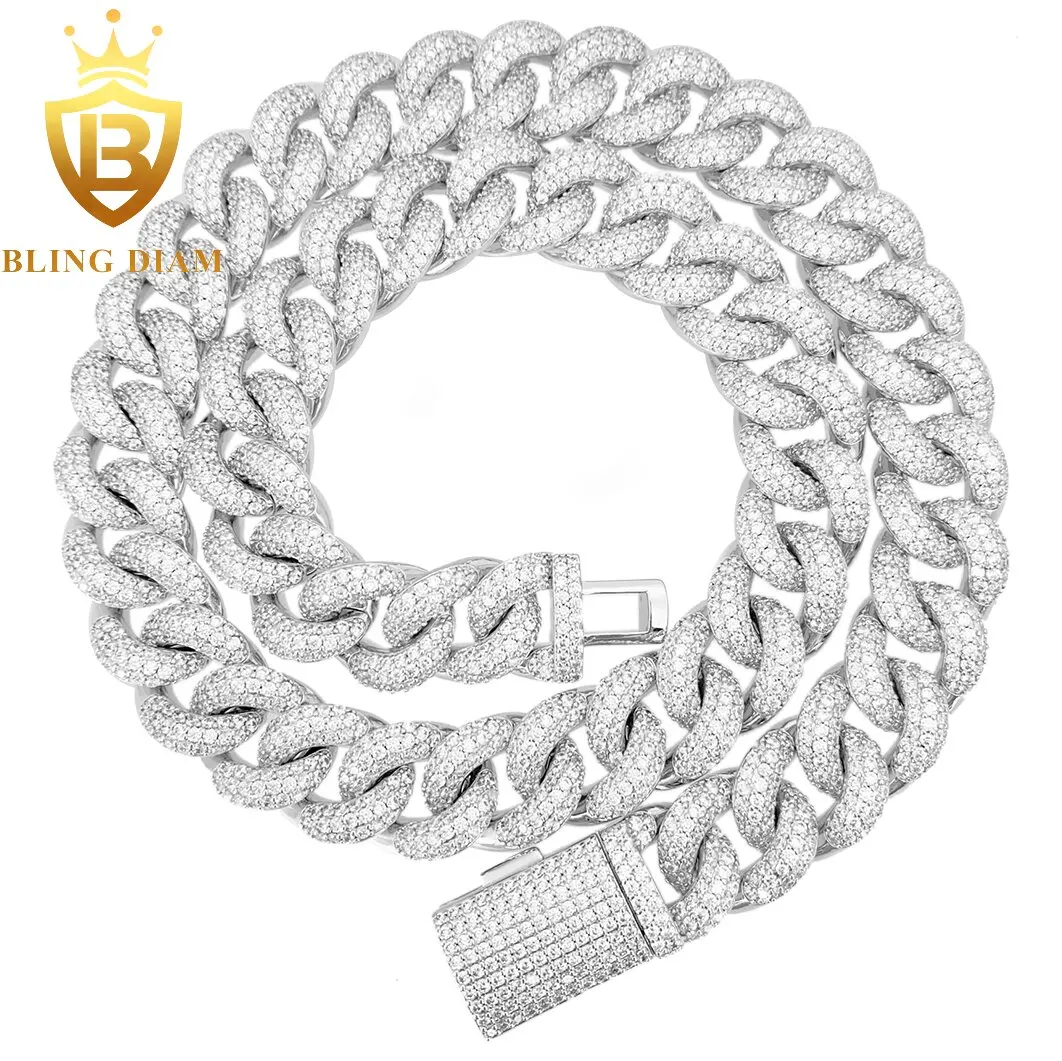 Хит продаж, новые ювелирные изделия рэпера, 925 стерлингового серебра, круглой огранки VVS, Кубанская цепочка со льдом