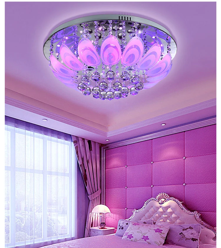 low ceiling flower small red light crystal chandelier