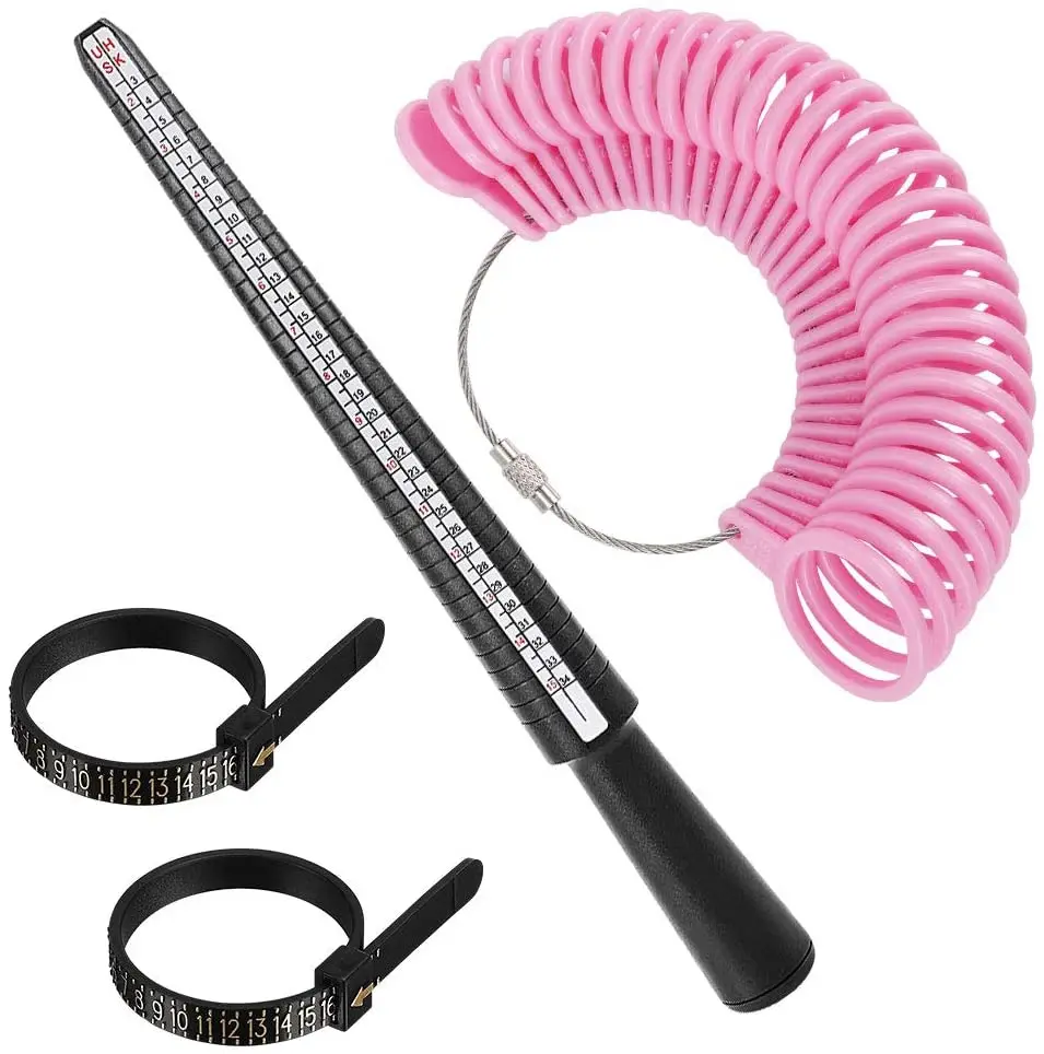 Amazon Hot Sale Plastic Ring Size Measuring Tool Kit Including Ring Mandrel & White Ring Sizer Guage TOYS0850