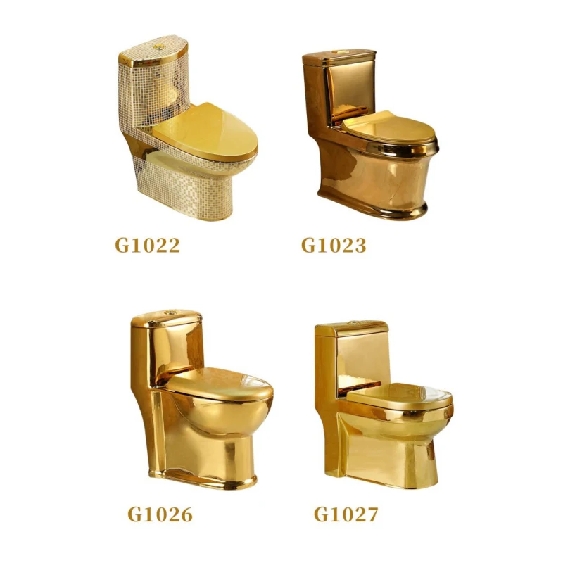 Wholesale One Piece Luxury Bowl Bathroom Gold Color Ceramic Diamond Golden Toilet