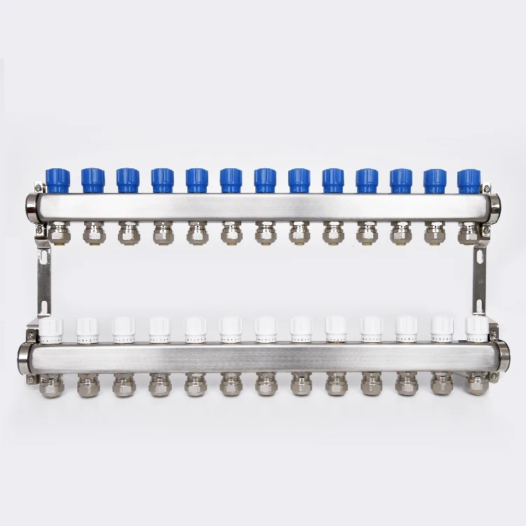 OLDE Hot Selling  Brass Hydronic Underfloor Heating Manifold , 13-Ways Stainless Steel Manifold