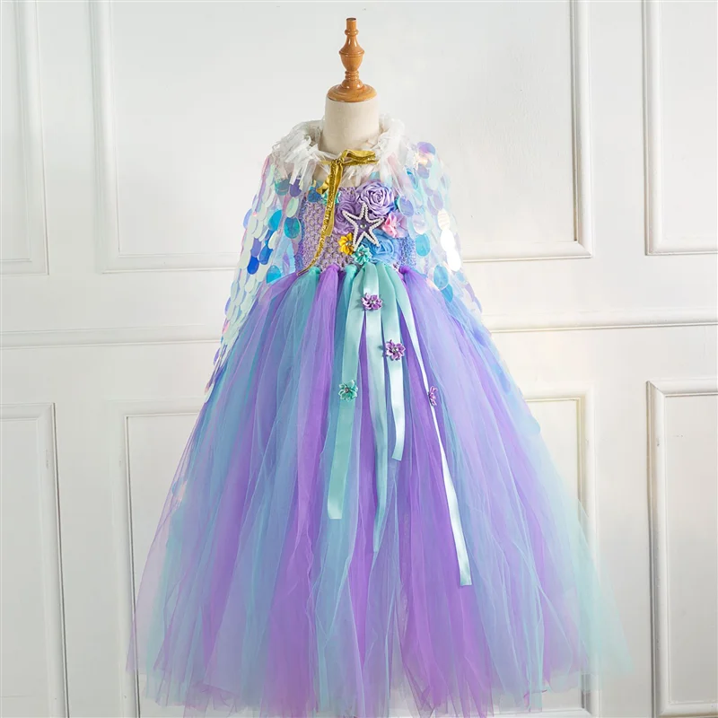 Летняя Детская шаль Русалка блестящая накидка принцессы с блестками для девочек