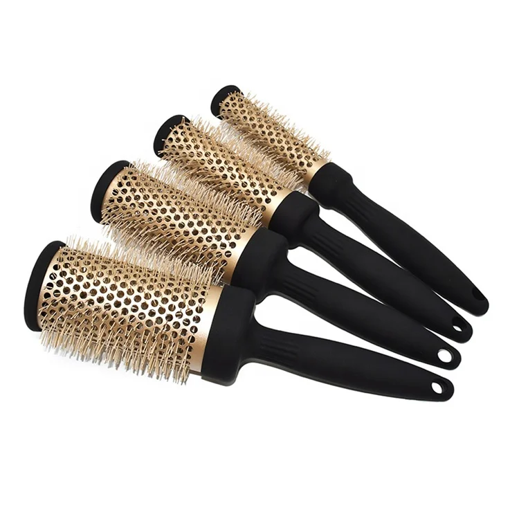 New Design Curly Hair Comb Aluminum Tube Nylon Hair Brush Custom Round Hair Brush