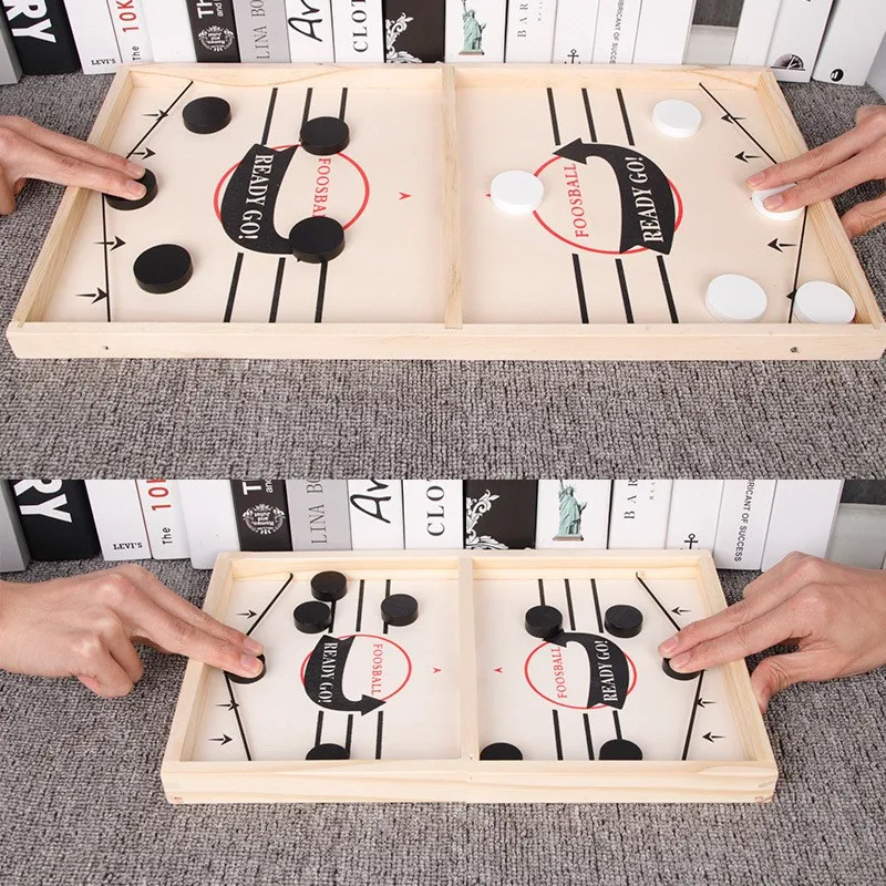 Sling Puck Game 29*54cm Board Super Table Desktop Battle Winner Game Adults and Kids Family Game Wooden Toys