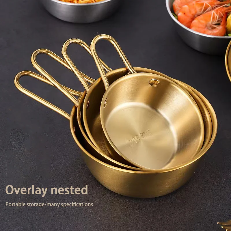 304 stainless steel Korean rice wine bowl Korean tableware golden barbecue shop seasoning bowl with handle