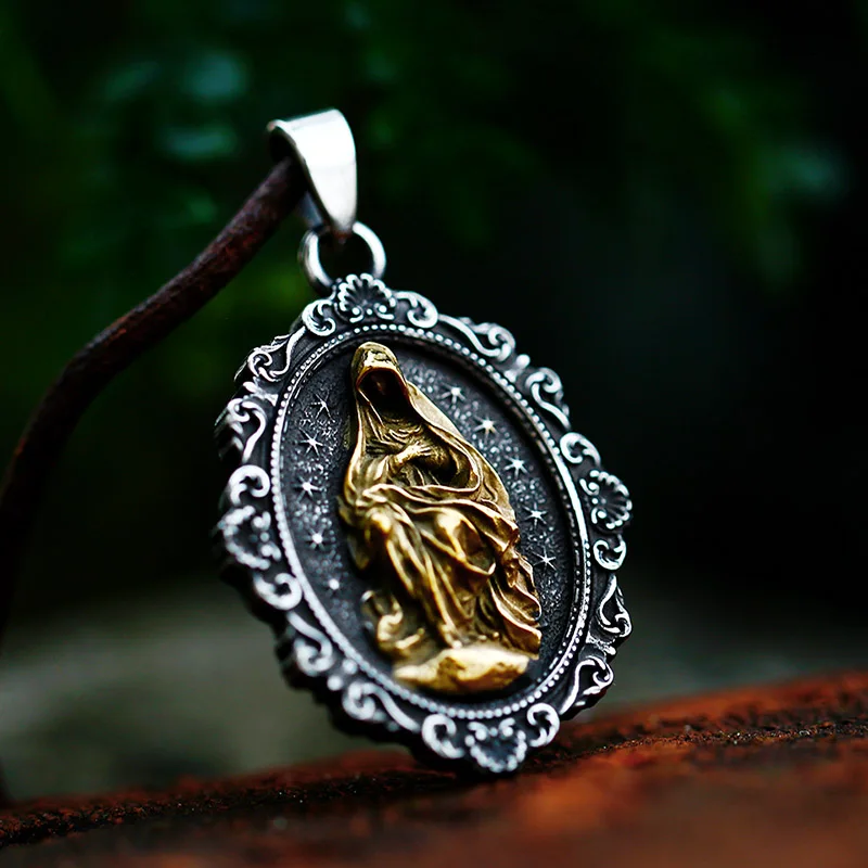 SS8-798P Steel Soldier New stainless steel Death skull pendant European vintage titanium steel magic mirror pendant