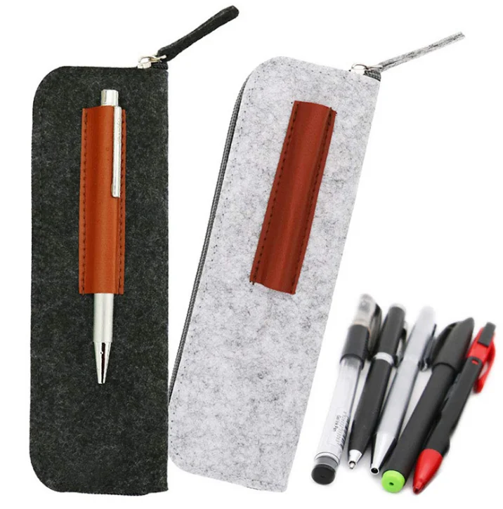 
Hot sale handmade high quality felt pen storage bag felt zipper pencil case 
