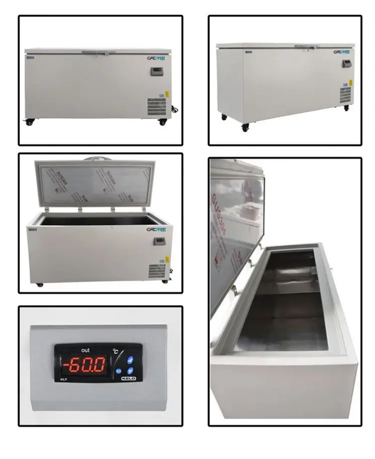 -60 Degree Large Commercial Fish and Meat Cryogenic Horizontal Deep Freezer 420 Liter Electric Single Door SWING Door Household