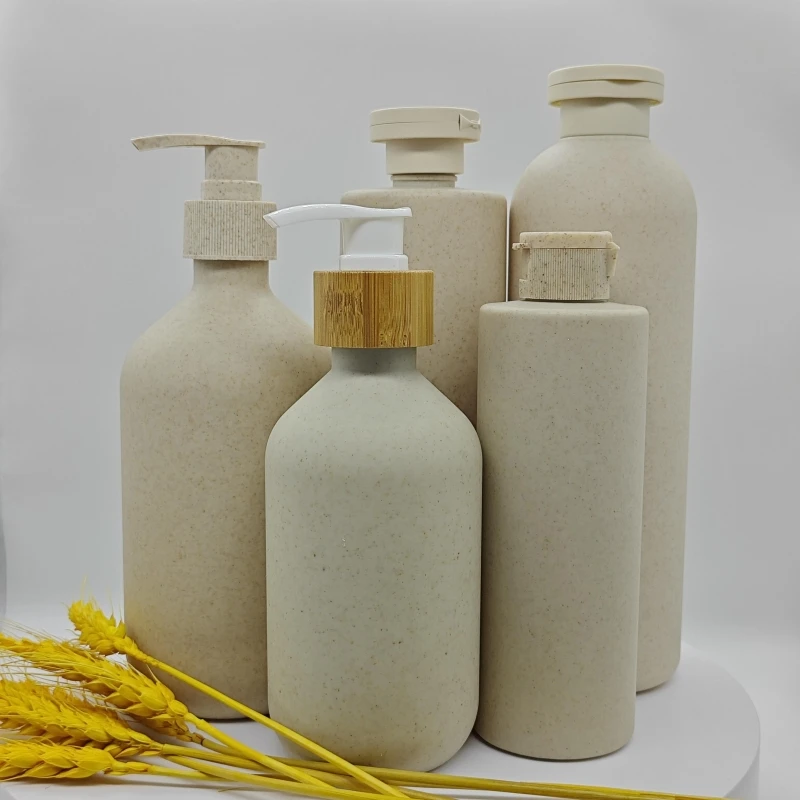 100ml 250ml 300ml 400ml 500ml Biodegradable Soft Touch Hdpe Wheat Straw Empty Bottle with Plastic Twist Nozzle Cap for Oil
