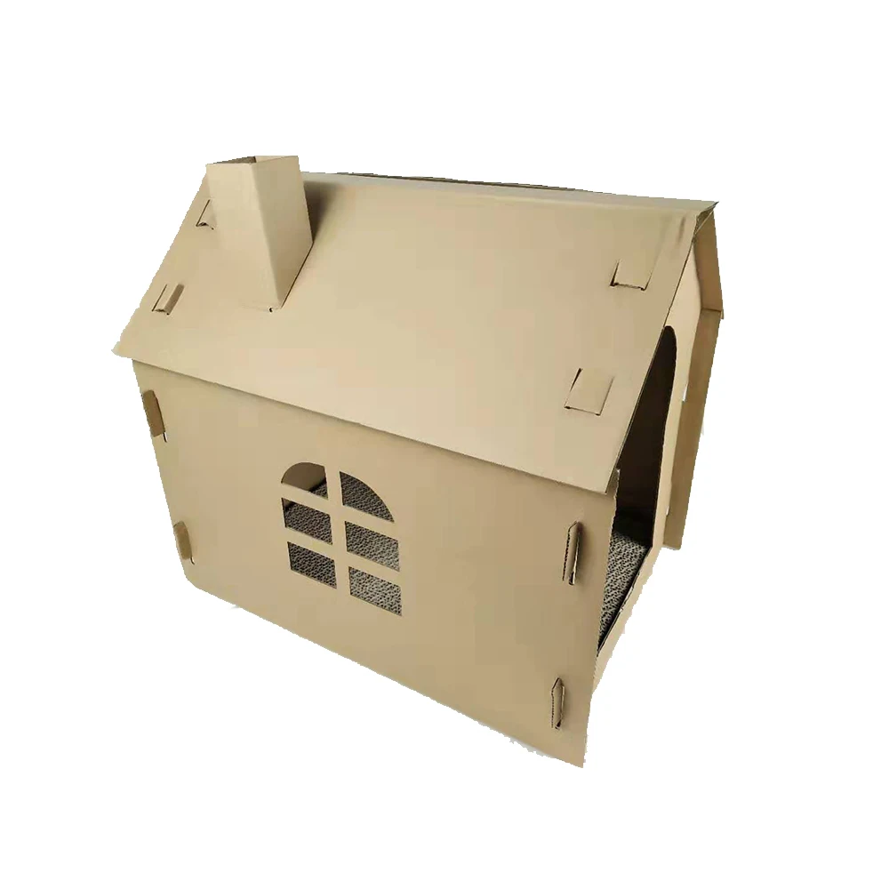 Modern Portable Foldable Corrugated Cardboard Cat Scratcher Box House