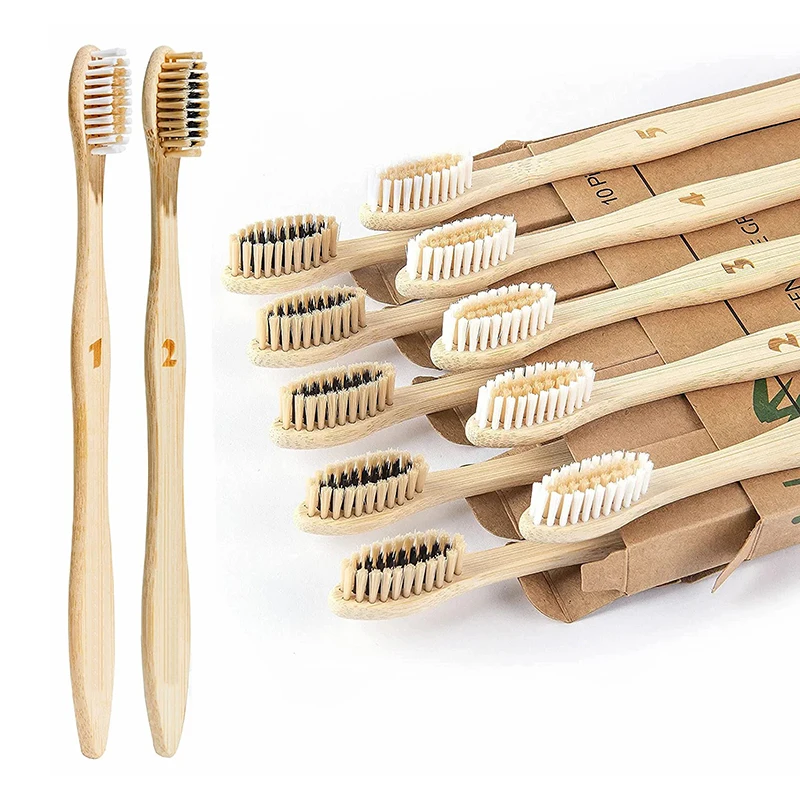 Custom logo toothbrush bamboo eco-friendly bamboo toothbrush Plastic-Free bamboo toothbrush