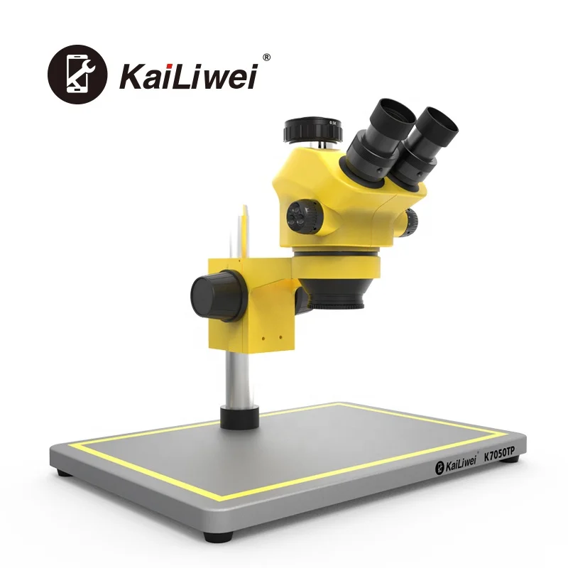 Kailiwei Industrial Trinocular Stereo Microscope Magnification Continuous Zoom 7X - 50X  with big base
