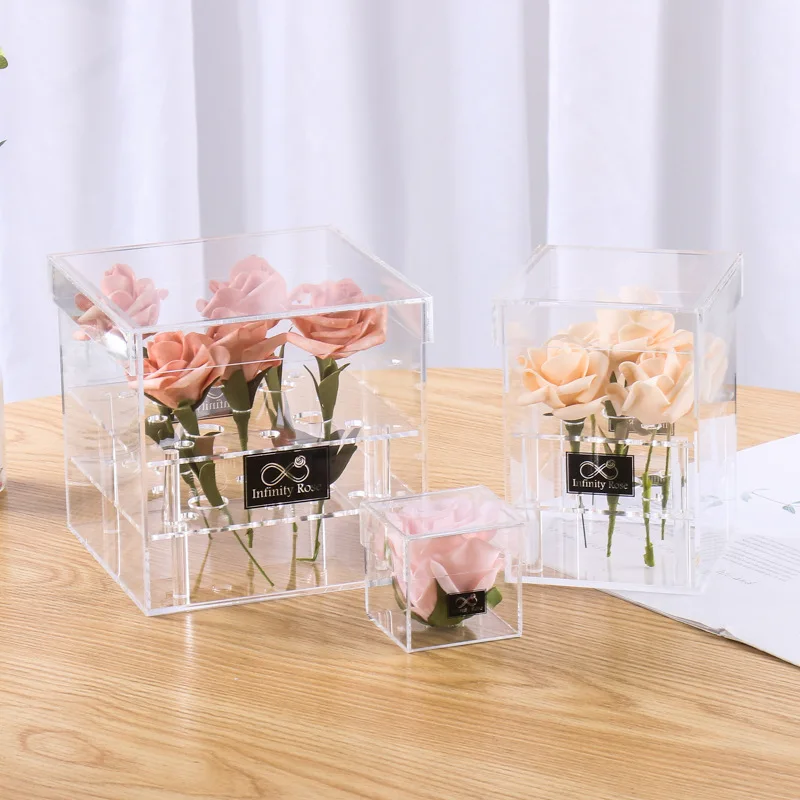 
Factory direct sale transparent Acrylic Sqaure Flower Box Flower Box fresh flower packaging in stock 