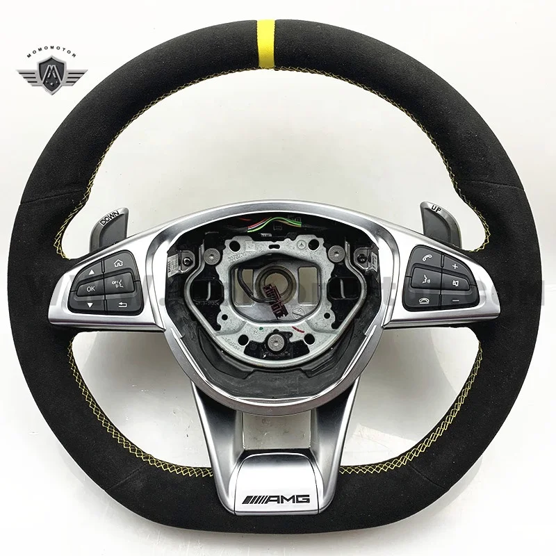 AUTO RACING CAR STEERING WHEEL  FULL ALCAINTARA  FOR MERCEDES  BENZ STEERING WHEEL SUITABLE FOR C643 C63 CLA45  C450  W197 W219