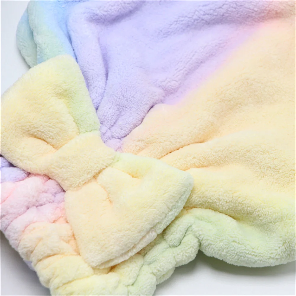 Customized coral velvet fabric set bath towel hair cap hair band shower gift set rainbow color fashion matching set