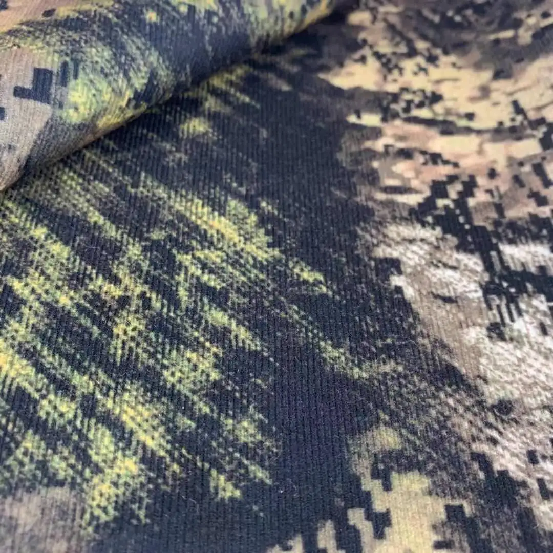 factory wholesale camouflage knitted fabric alova 100%polyester printed breathable fabric outdoor knitting fabric
