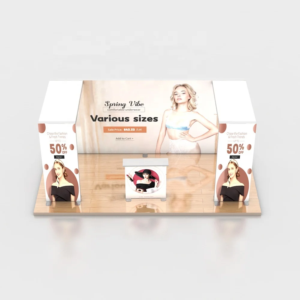 Easy Installation Double Sided Seg Silicone Edge Graphics Exhibition Trade Show Booth Light Box Display