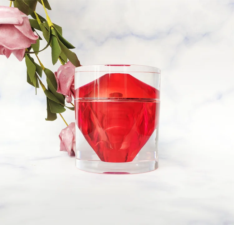 
acrylic red diamond shape cosmetic container moisturizer cream jars 15g 30g 50g 