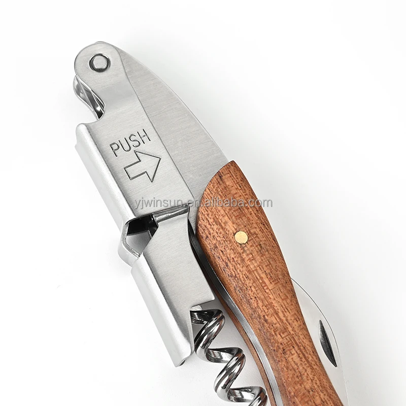 Hot sale Good Quality Stainless Steel Multi-Function Wine Opener with Wooden  Handle for Bar Set kitchen tools