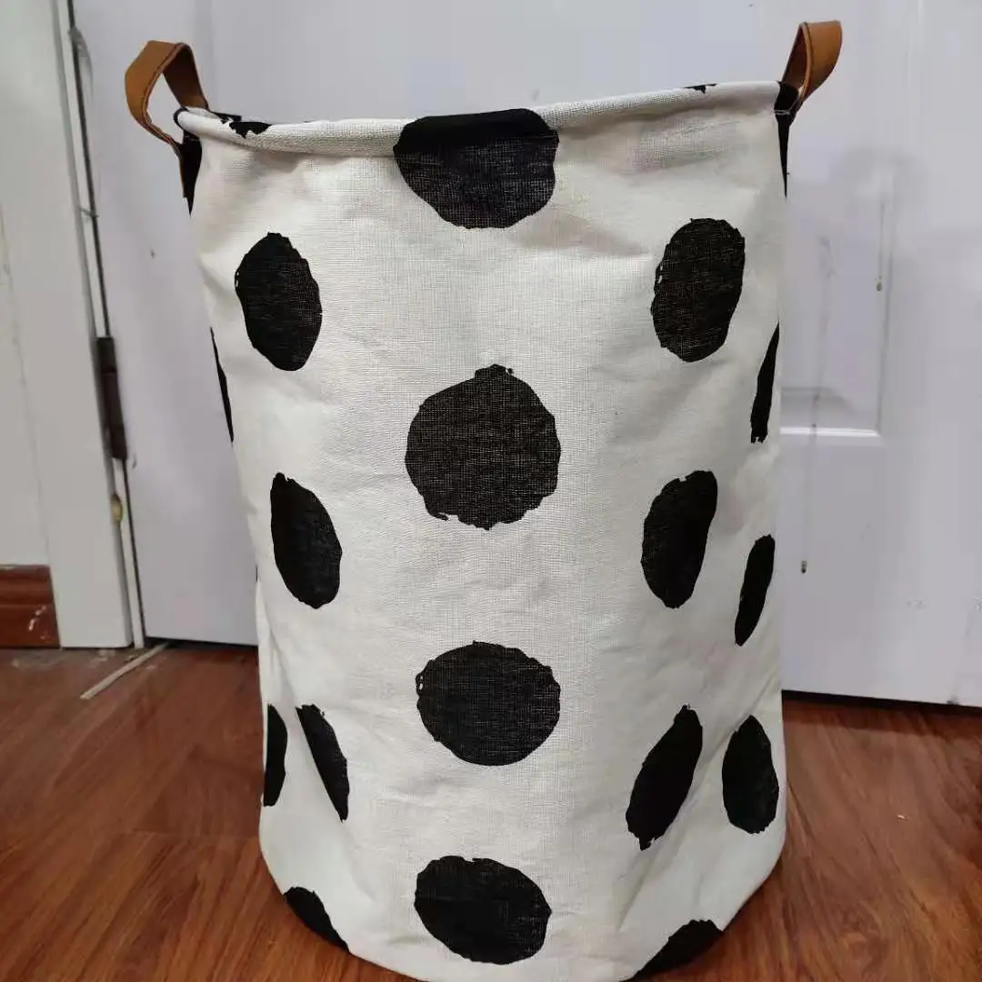 FF293 Clothes Toy Organizer Freestanding Waterproof Laundry Hampers with Handles Cotton Linen Collapsible Laundry Basket