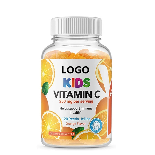 Hot selling private brand wholesale price vegan orange-flavored meal 60 capsules vitamin C gummies