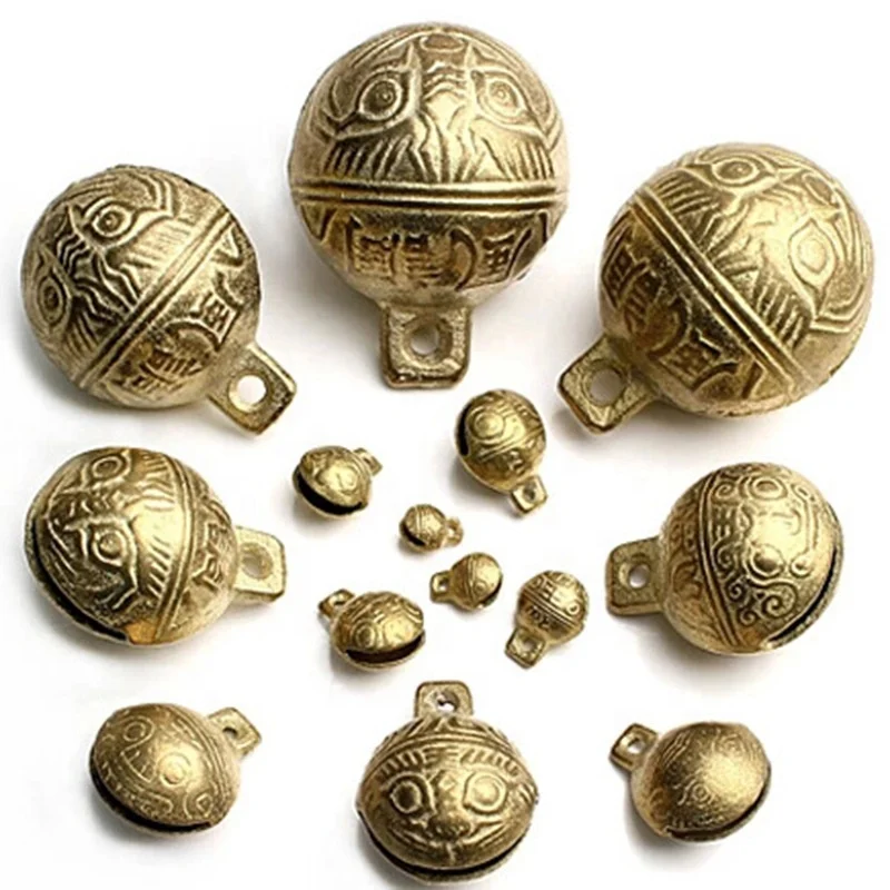 Wholesale 9mm to 52mm tiger face design antique brass bells for DIY jewelry making