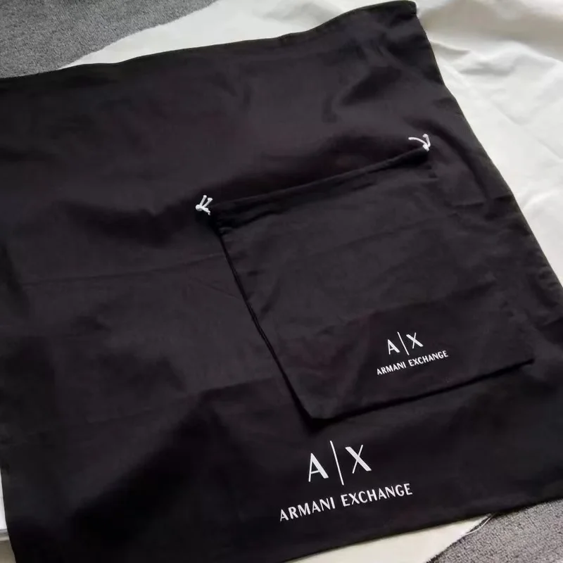 Reusable Black 100% Cotton Canvas Dust Bag Custom Printed Muslin Drawstring Bag Laundry Bag