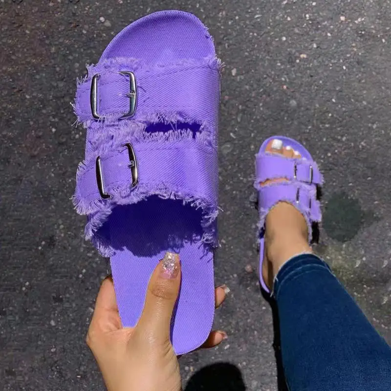 New Design Fashion Ladies Sandals Slippers Fashion Women Sandals  canvas casual half slipper women