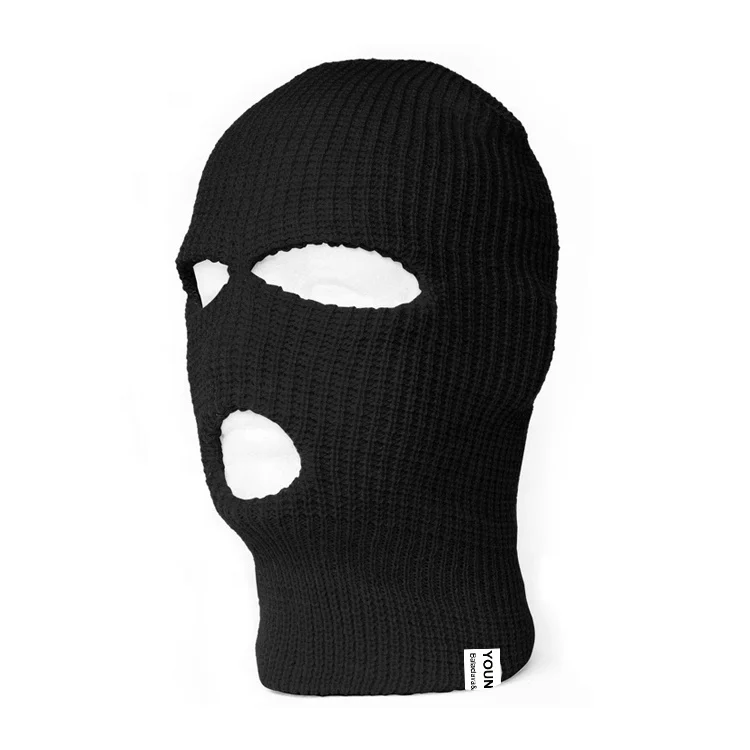 Factory wholesale  100% acrylic ski face winter balaclava keep warm  ski knitted hat  woven  label 3 hole camouflage balaclava