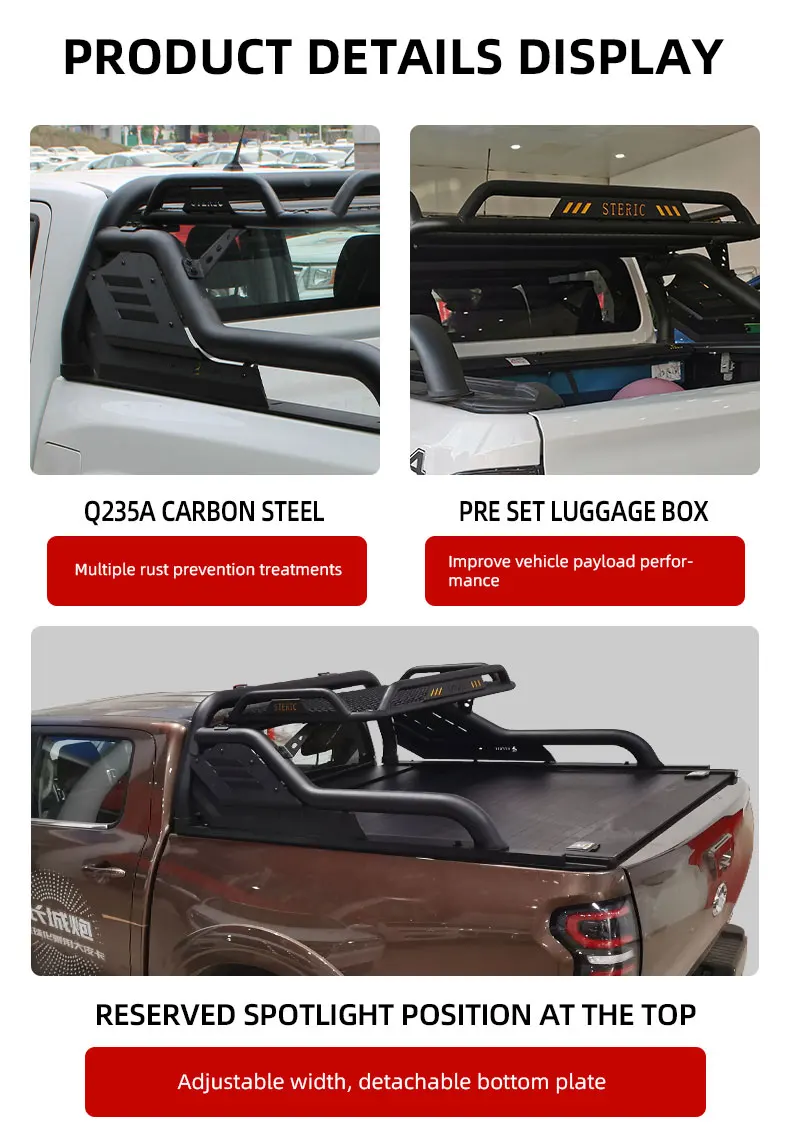 Luxury Sport Roll Bar 4x4 Truck Pickups Universal Anti-Roll Bar Chevrolet Silverado Isuzu Nissan Ford Jeep Navara Protection