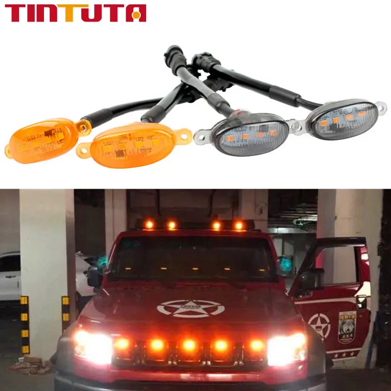 4 in 1 China network small yellow light circular 4led yellow and black l 4led lights one for four Applicable to any model