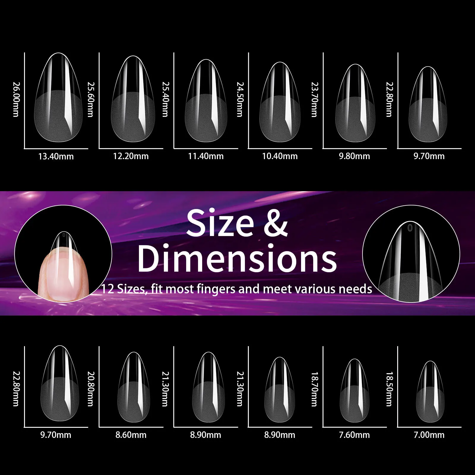 240pcs Full Cover Coffin Clear Acrylic False Nails Manicure Extension Soft Gel Nail Tips