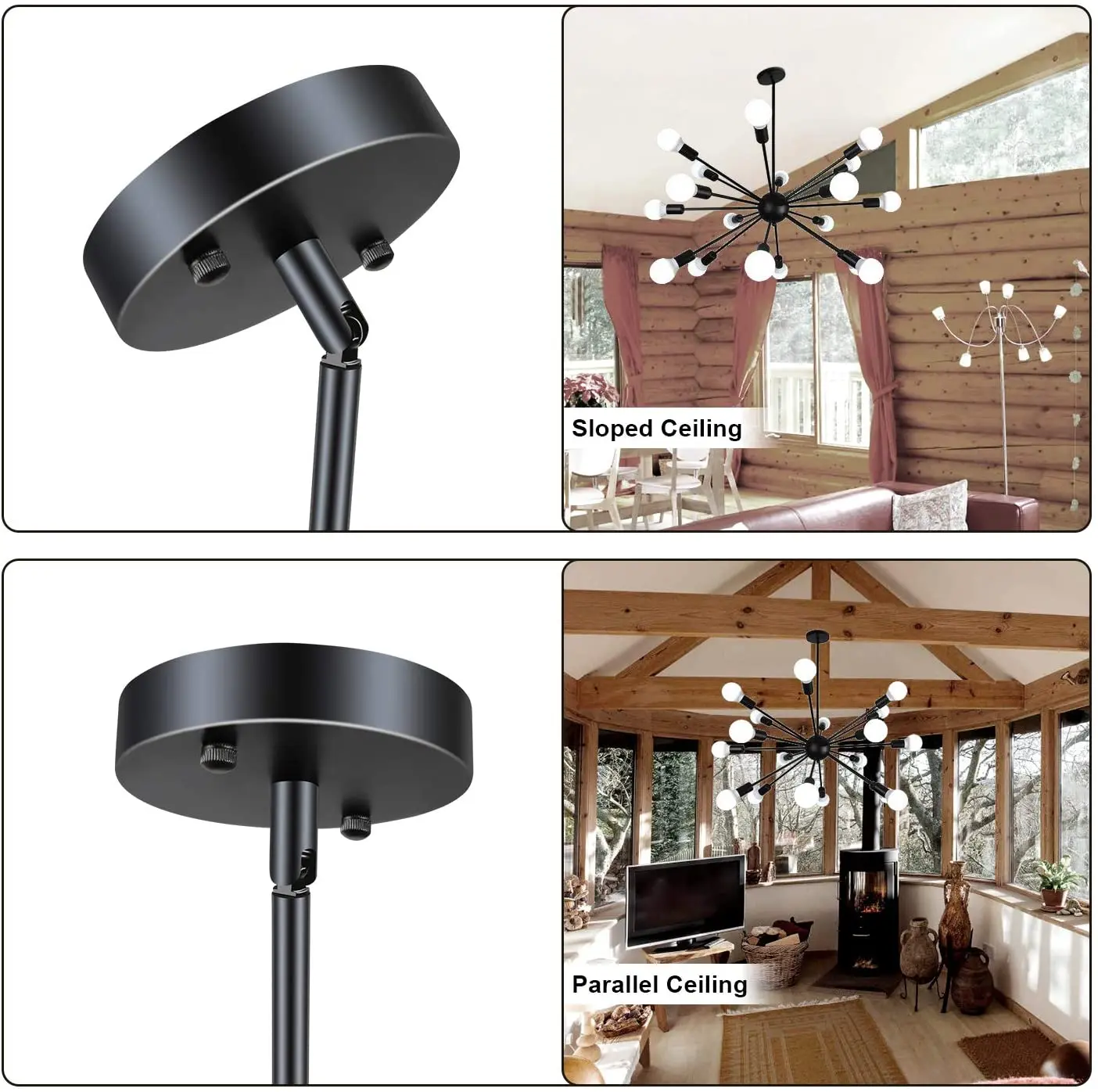 Sputnik Chandeliers 18 Lights Industrial Vintage Ceiling Light Fixture Large Adjustable Modern Black Sputnik Chandeliers