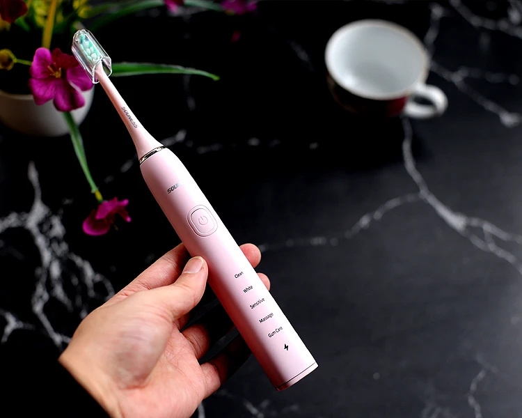 IPX7 Водонепроницаемая электрическая звуковая зубная щетка перезаряжаемая звуковая электрическая зубная щетка