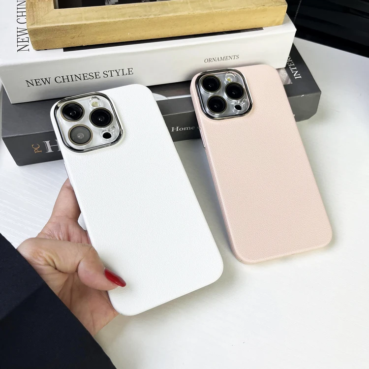 With Camera Protection Phone Case For iPhone 15 16 Pro Max Anti Fingerprint PU Leather Phone Case For iPhone 14 13 12 Pro Max