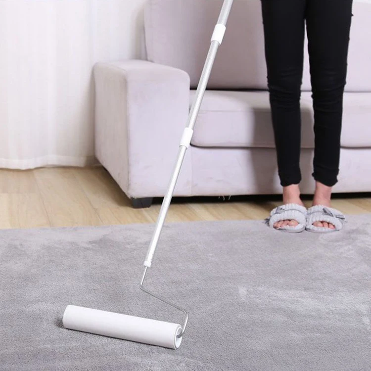 Long Handle Floor Carpet Dust Sticky Mop Lint Roller Mop Retractable Sticky Lint Roller for Household