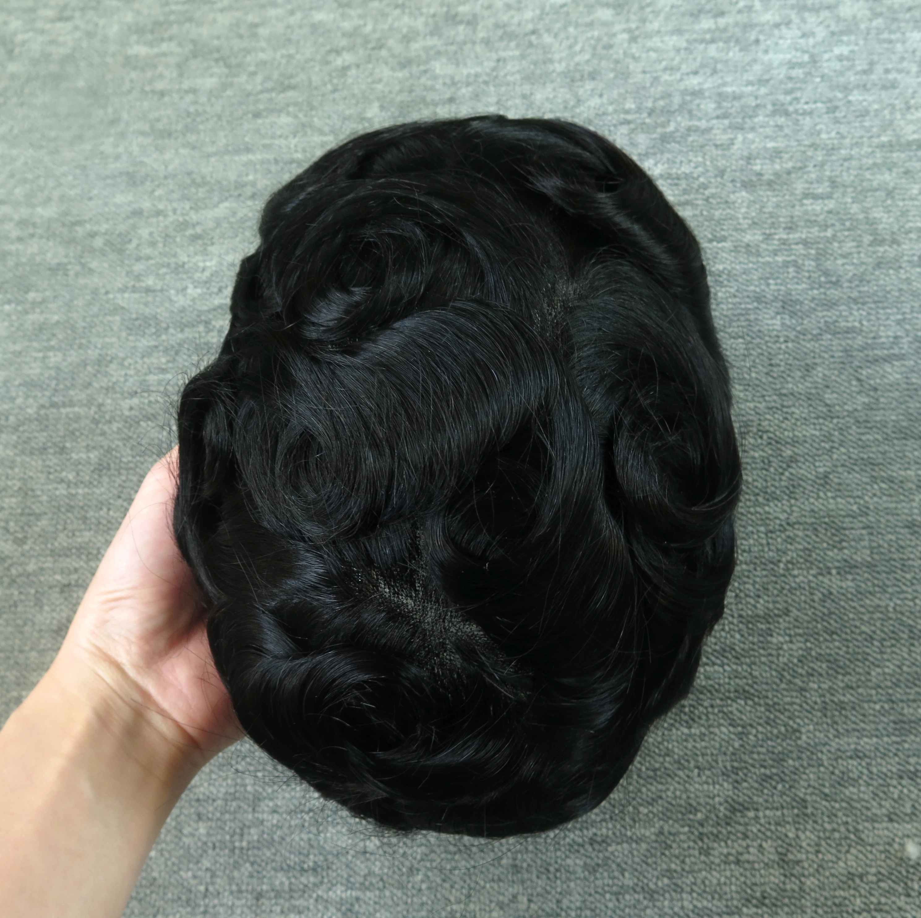 New swiss lace 100% human hair toupee fine mono man hair wigs lace front men toupee