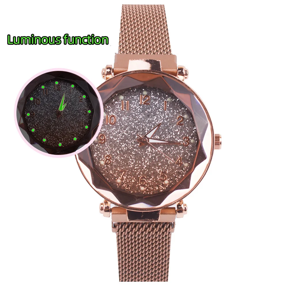 Luminous Ladies Watches Bracelet Set Magnetic Starry Sky Clock Luxury Women Watches Fashion Diamond Female Quartz Wristwatches