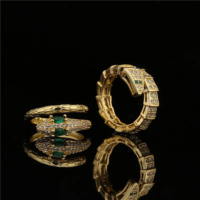 Retro Fashion 18K Gold Plated Bamboo Snake Open Ring