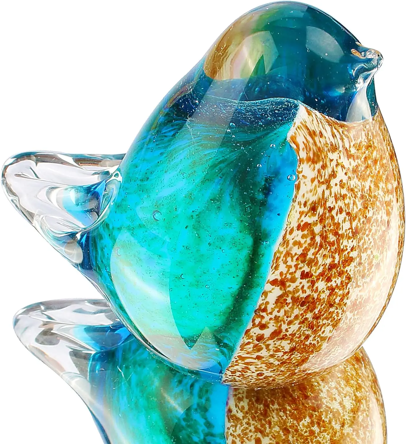 Art Glass Crystal Bird Figurine Handmade Blown Glass Paper Wight Decorative Accents Knick-Knacks