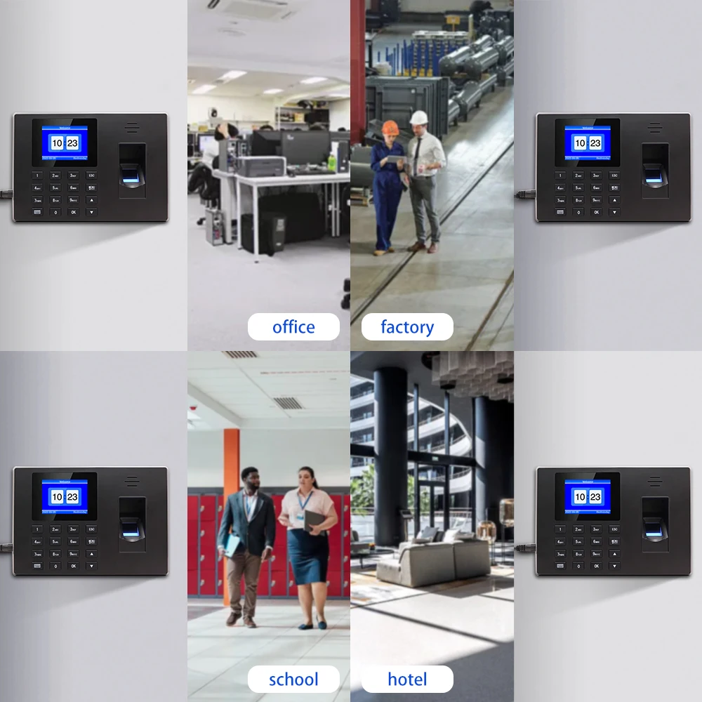 High Texture All Black Passwords/Fingerprint Recognition Muti-language Time Attendance Machine USB/Disk for Business F06