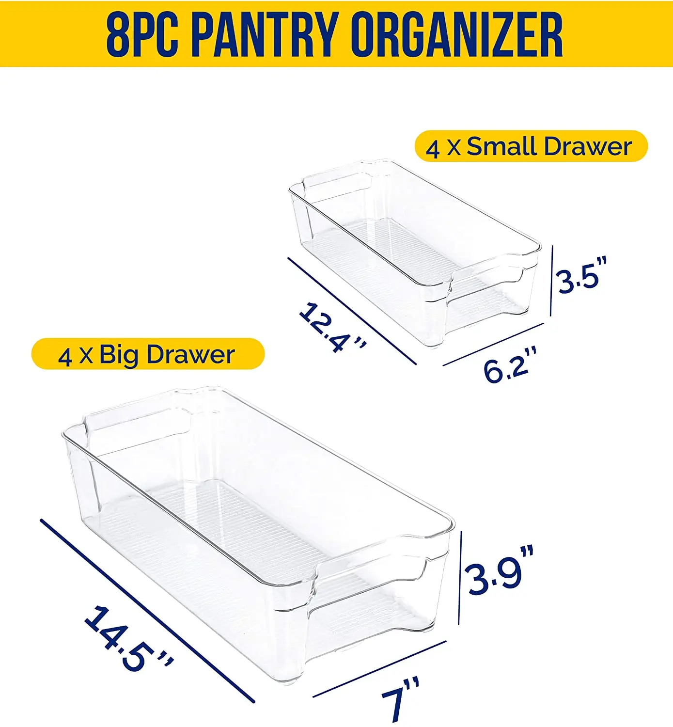 437000 Wholesale Sale Plastic Fresh Produce Vegetable Fruit Fridge Organizer Set Of 8 Refrigerator Organizer Bins For Kitchen