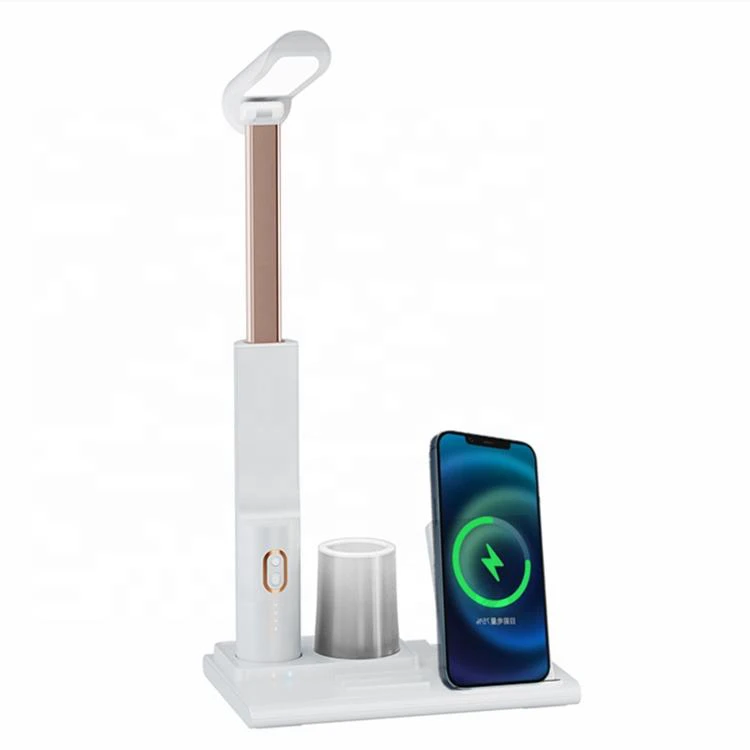 Smart Office Gadgets LED Table Lamp Wireless Charging Station Phone Stand Fast Wireless Charger with Pen Holder