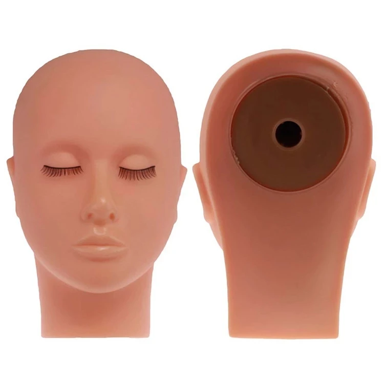 Closed eye practice mannequin silicone head model for eyelash extensions