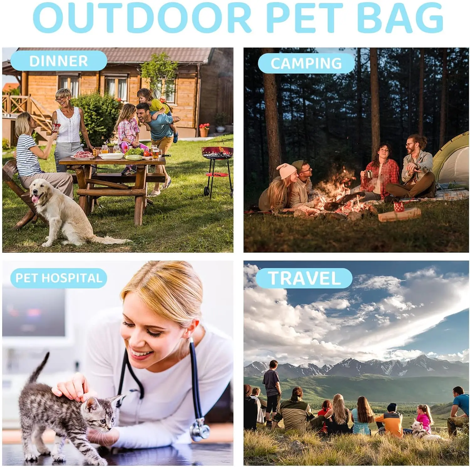 Cat Carrier 3 in 1 Pet Backseat Cover Waterproof Portable Travel Small dog car booster seat dog booster & car seats