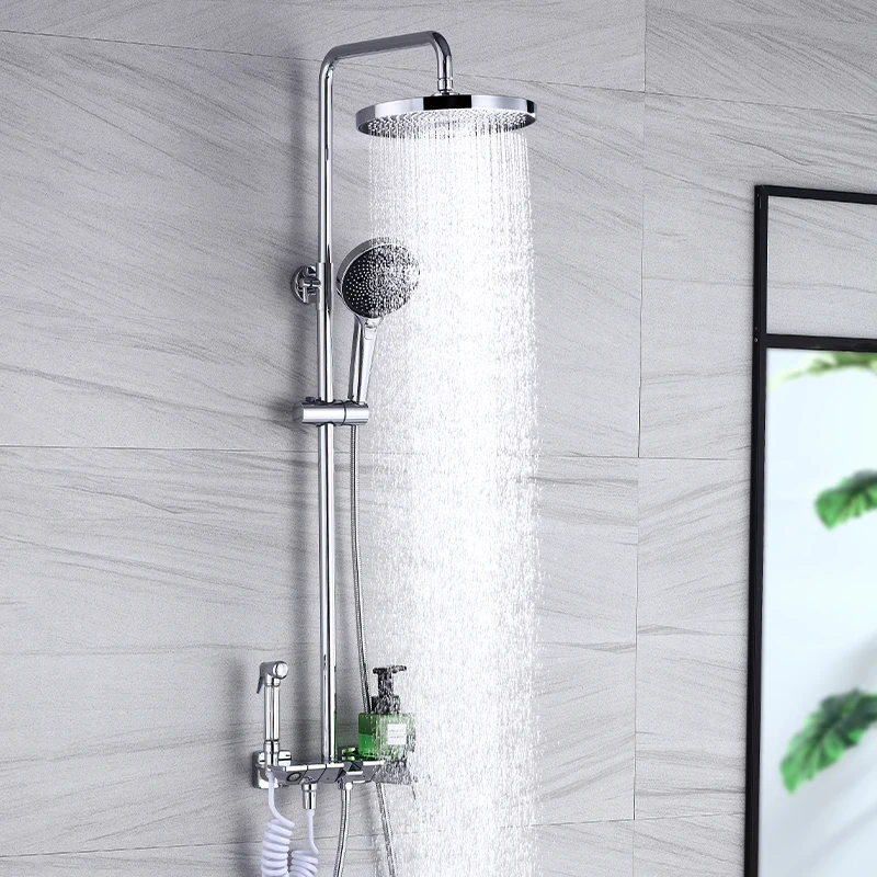 TIEMA  New Design Brass Piano Keys Modern 4 Pcs Hole Shower Tub Bath Faucet Set