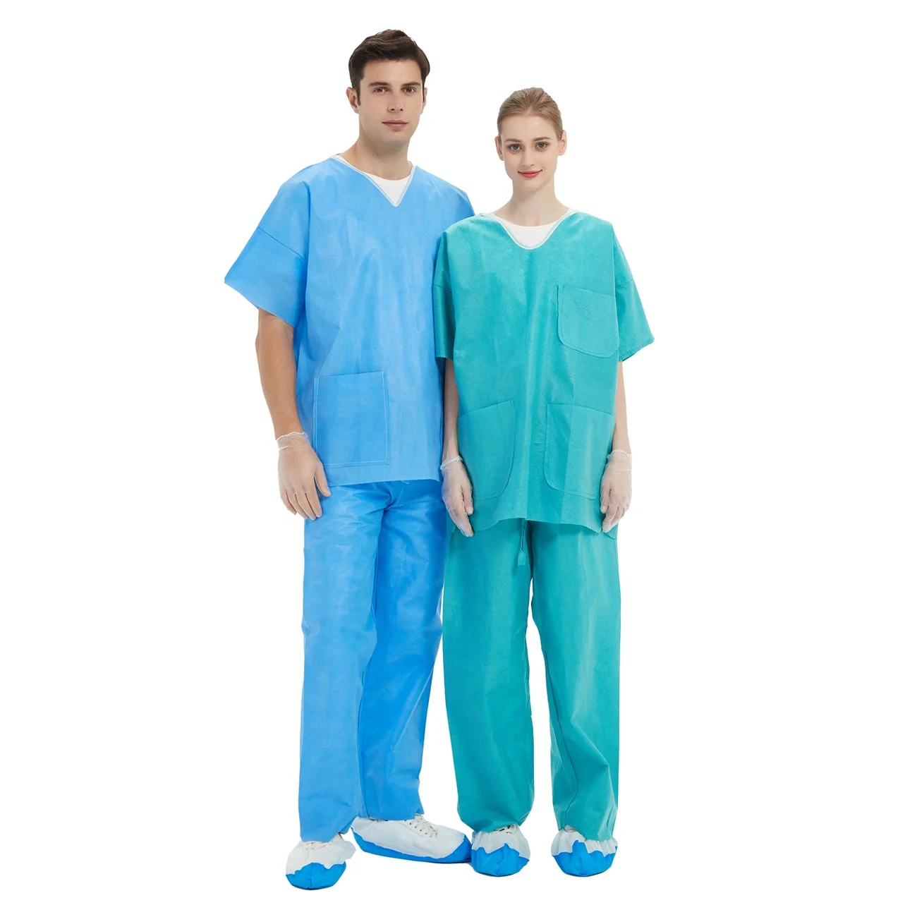 2023 Wholesale OEM medical clothing hospital uniform scrub suit SMS nonwoen fabric patient gown