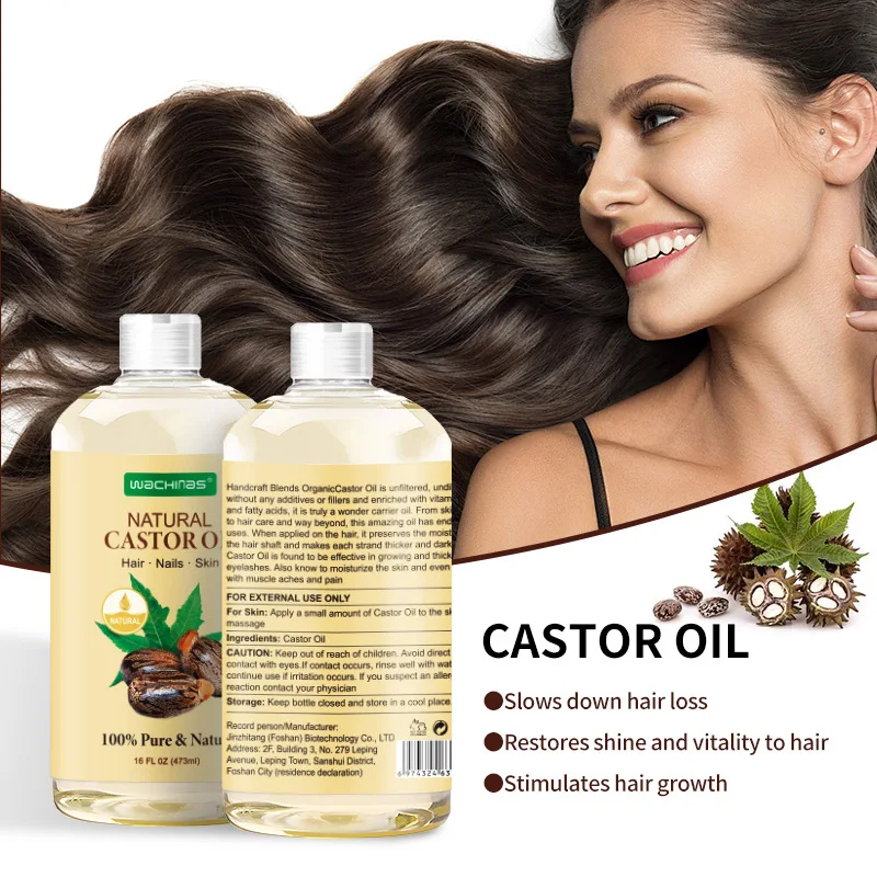 OEM customized 473ml Natural Organic Cold Pressed castor oil  for activation hair growth hair follicle surface repair